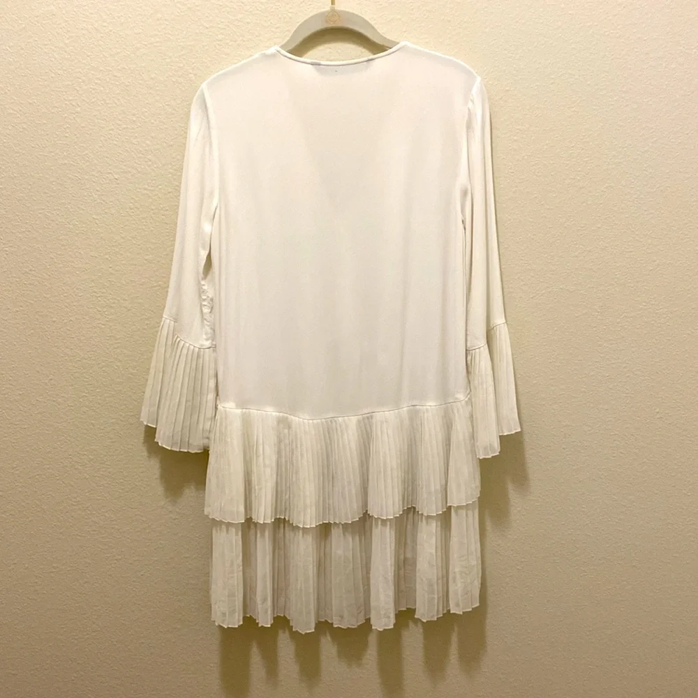 Zara white mini shirt/dress with tiers - Picture 6 of 8